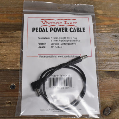 Voodoo Lab Right Angle to Straight 2.1mm Barrel Pedal Power Cable - 18" - PPBAR-RS18