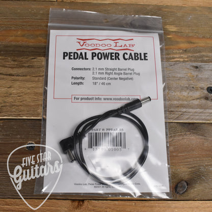 Voodoo Lab Right Angle to Straight 2.1mm Barrel Pedal Power Cable - 18" - PPBAR-RS18