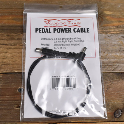 Voodoo Labs 2.1mm Straight to Right Angle 2.1mm Barrel Pedal Power Supply Cable - 24" - PPBAR-RS24