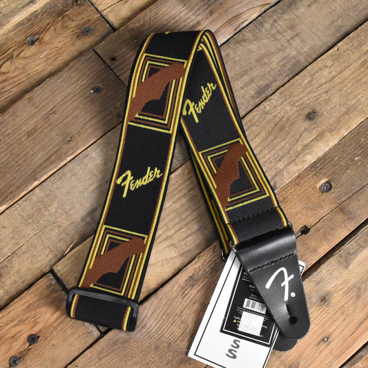 Fender Weighless Strap Monogram - Black/Yellow/Brown