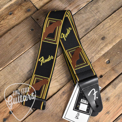 Fender Weighless Strap Monogram - Black/Yellow/Brown