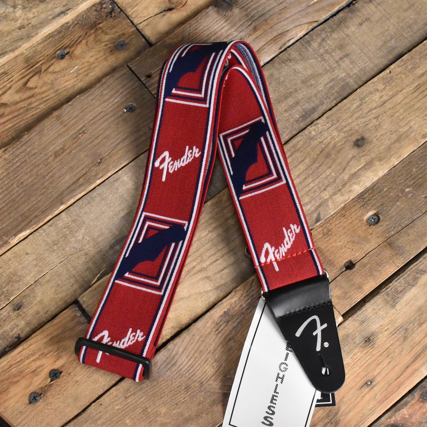 Fender Weighless Strap Monogram - Red/White/Blue