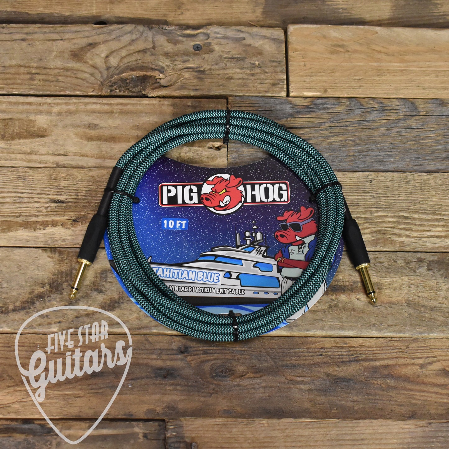 Pig Hog Straight to Straight Instrument Cable - 10ft - Tahitian Blue