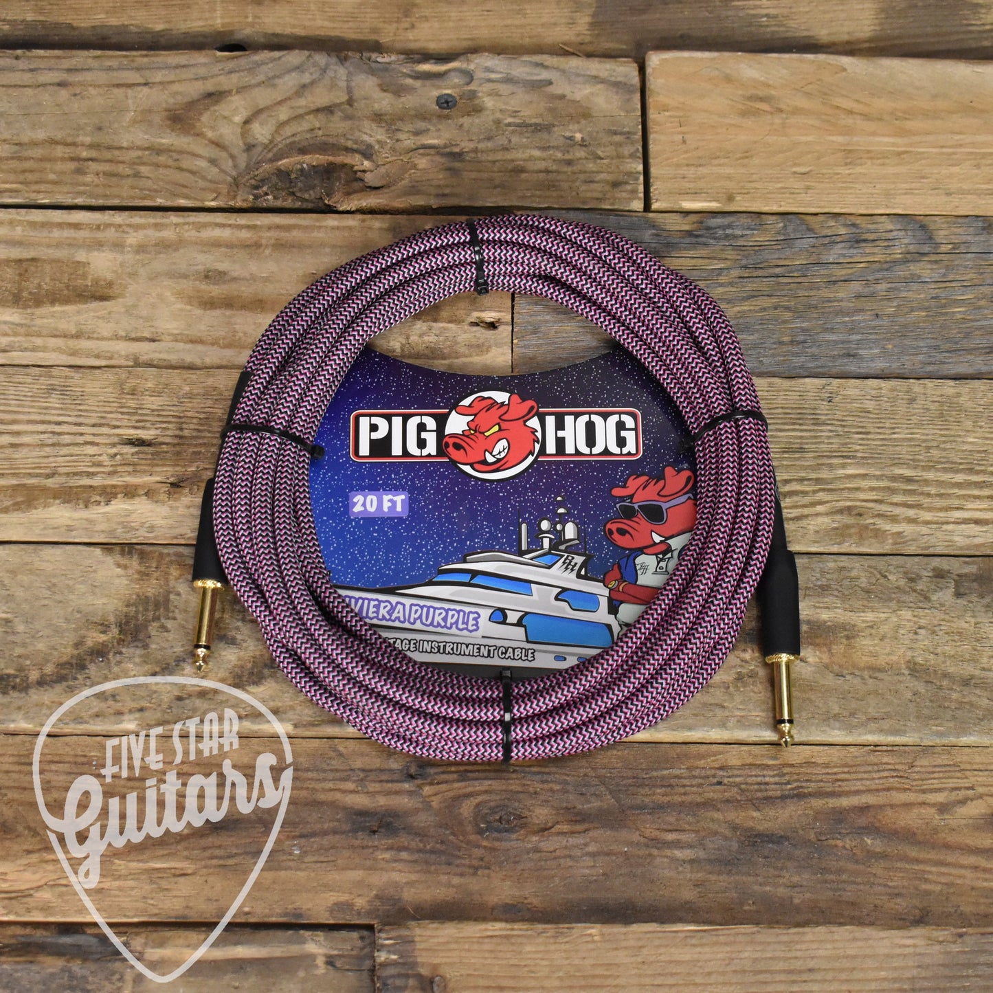 Pig Hog Straight to Straight Instrument Cable - 20' - Riviera Purple