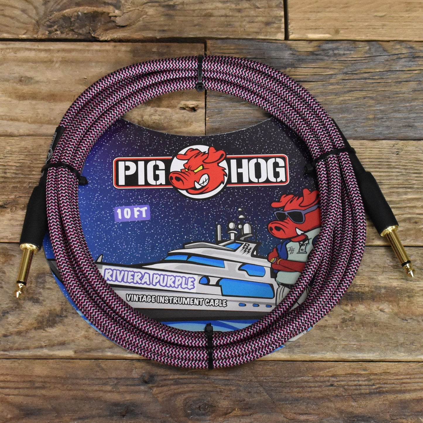 Pig Hog Straight to Straight Instrument Cable - 10' - Riviera Purple