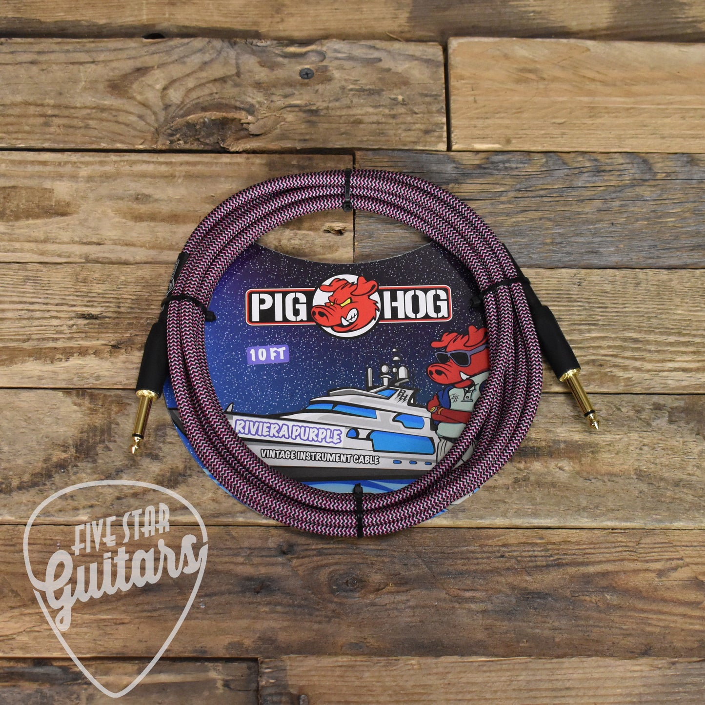 Pig Hog Straight to Straight Instrument Cable - 10' - Riviera Purple