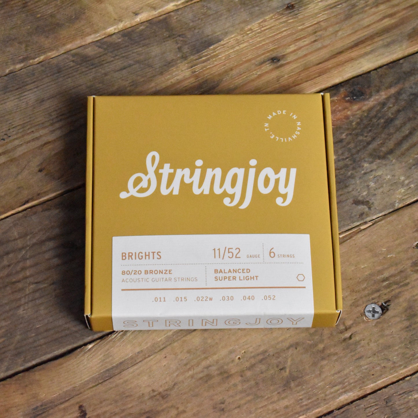 Stringjoy SJ-BB1152 Brights 80/20 Brass Acoustic Guitar Strings Super Light Gauge 11-52