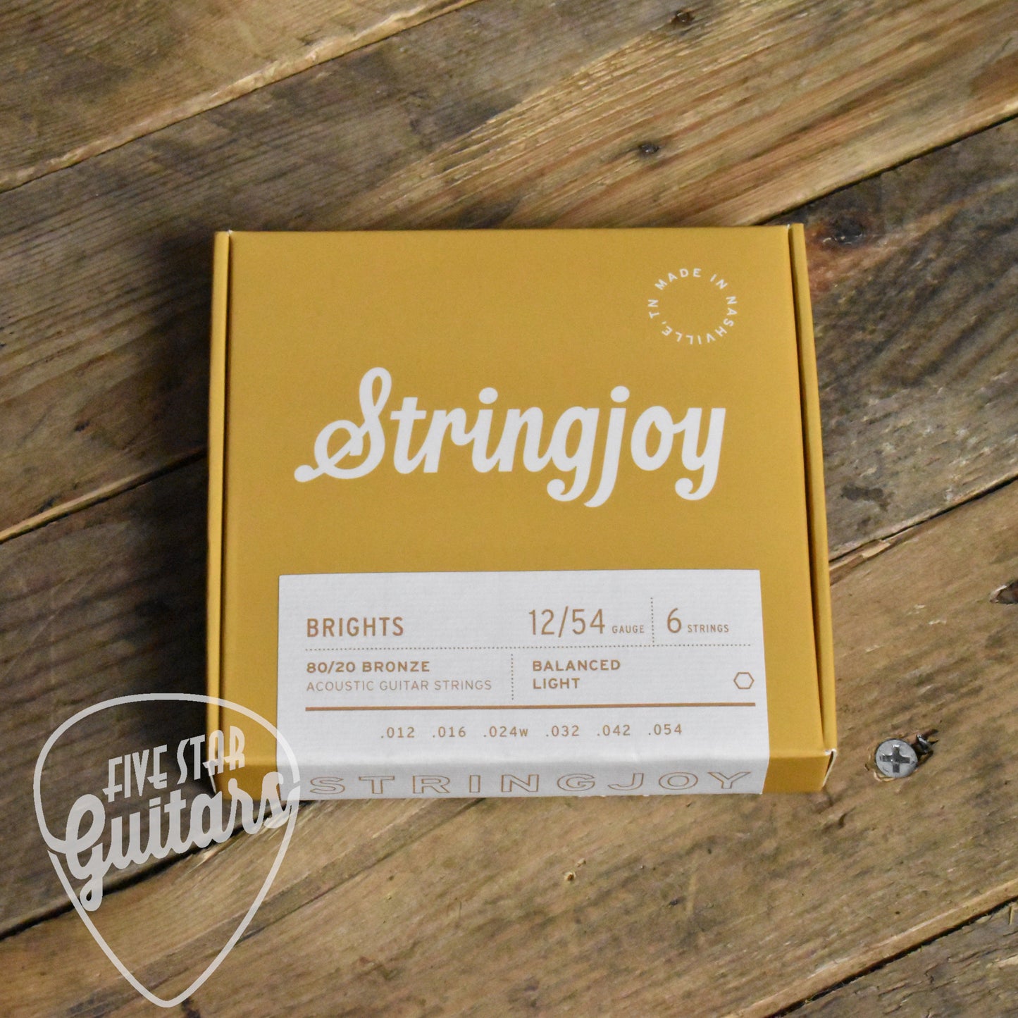 Stringjoy SJ-BB1254 Brights 80/20 Bronze Acoustic Guitar Strings Light 12-54