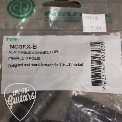 Neutrik 3 Pole Female XLR Cable Connector - NC3FX-B