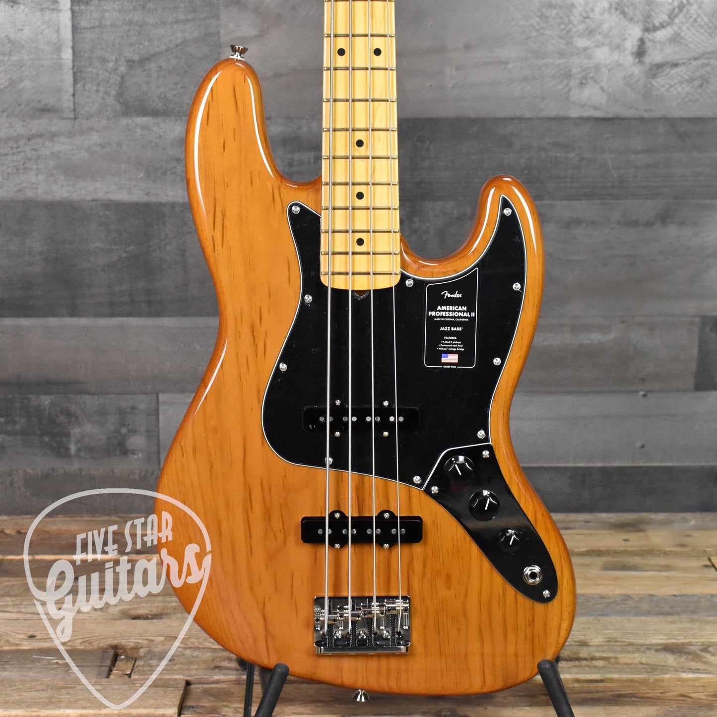 Fender American Professional II Jazz Bass, Maple Neck - Roasted Pine with Hard Shell Case