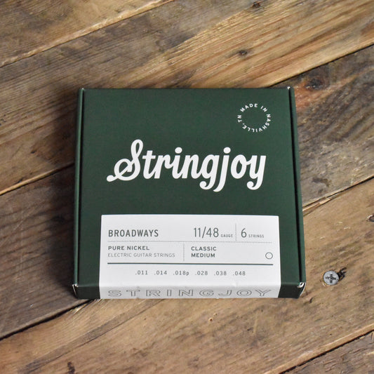 Stringjoy SJ-BR1148 Broadways Pure Nickel Electric Guitar Strings Classic Medium Gauge 11-48