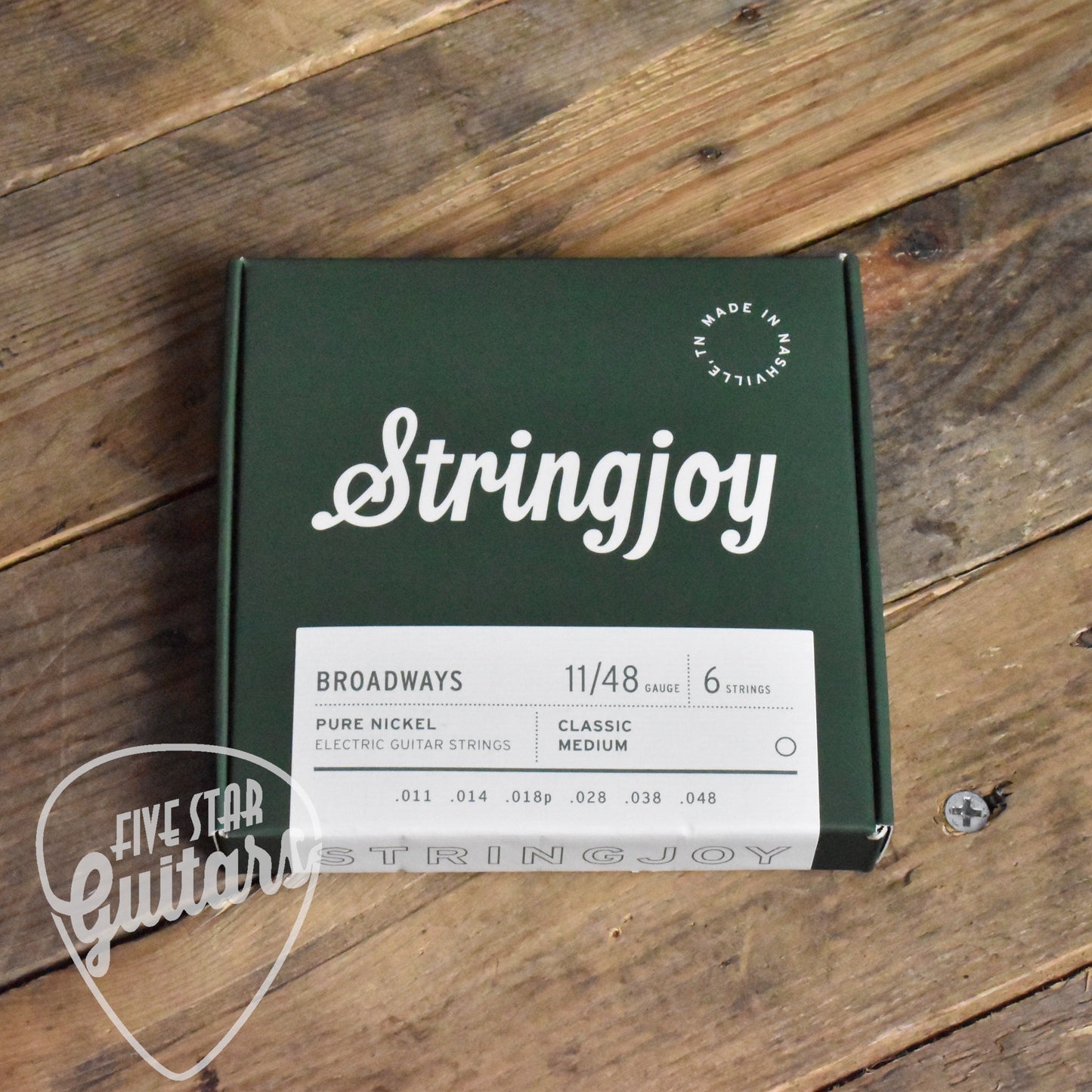 Stringjoy SJ-BR1148 Broadways Pure Nickel Electric Guitar Strings Classic Medium Gauge 11-48