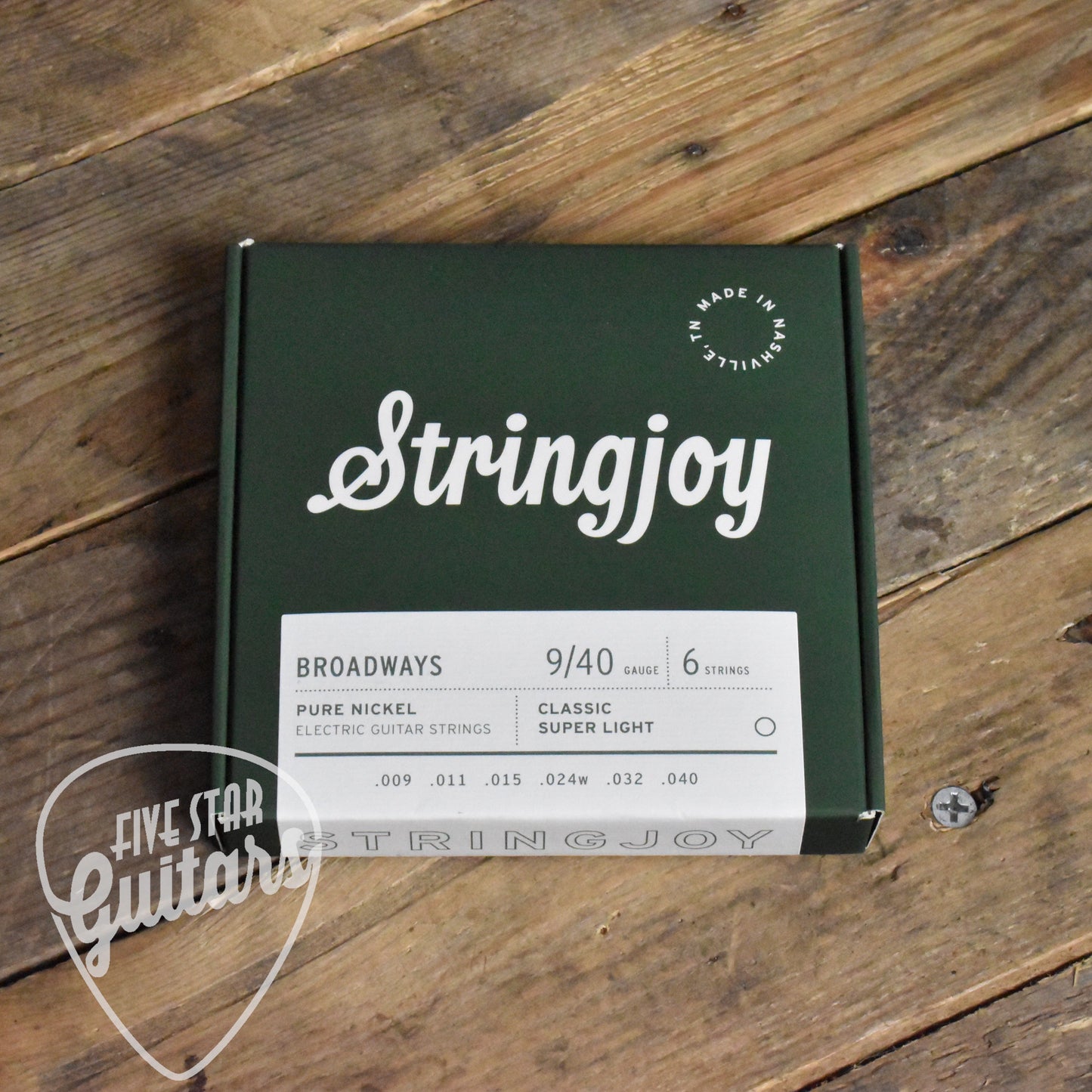 Stringjoy SJ-BR0940 Broadways Pure Nickel Electric Guitar Strings Classic Super Light Gauge 9-40