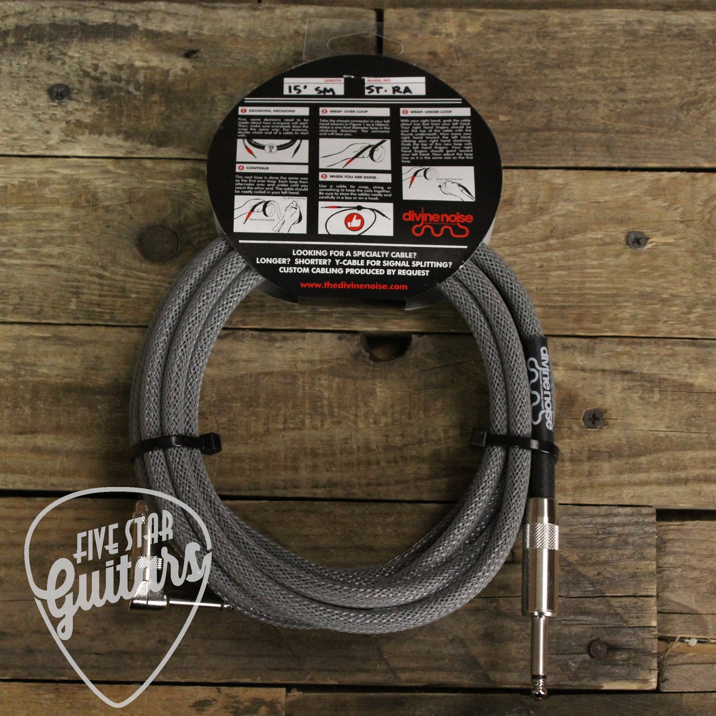 Divine Noise Straight-Right Angle 15ft Instrument Cable - Shimmer Braided Sleeving