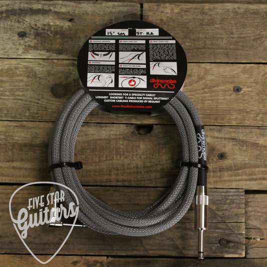 Divine Noise Straight-Right Angle 15ft Instrument Cable - Shimmer Braided Sleeving