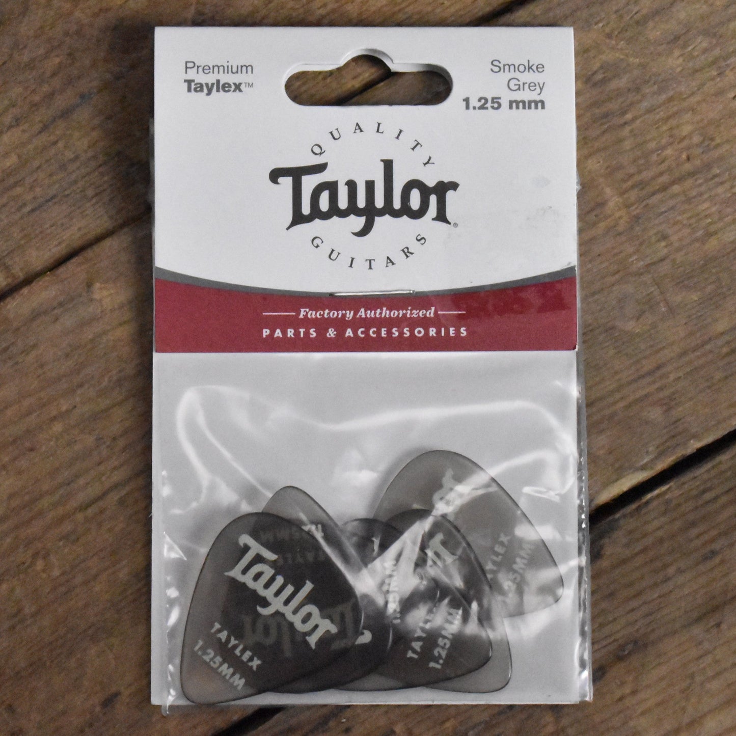 Taylor Premium Taylex 351 Shape 1.25mm Smoke Grey Guitar Picks - 6 Pack