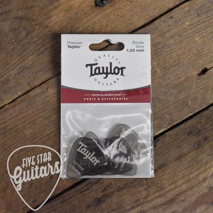 Taylor Premium Taylex 351 Shape 1.25mm Smoke Grey Guitar Picks - 6 Pack