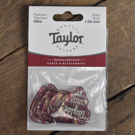 Taylor Premium Thermex Pro 351 Shape 1.25mm Ruby Swirl Guitar Picks - 6 Pack