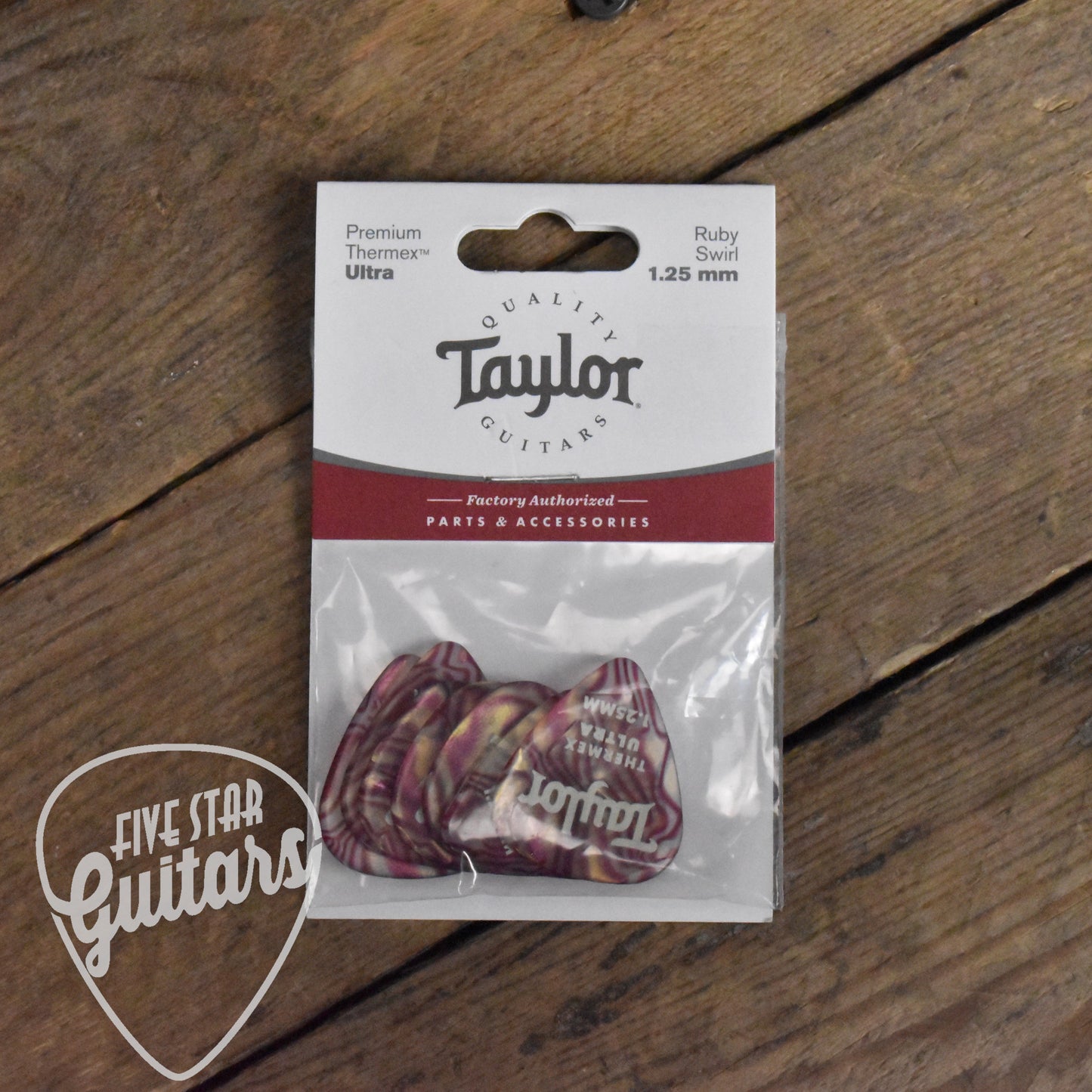 Taylor Premium Thermex Pro 351 Shape 1.25mm Ruby Swirl Guitar Picks - 6 Pack