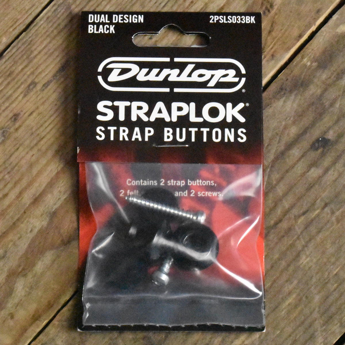 Dunlop Straplok Button - Black Pair