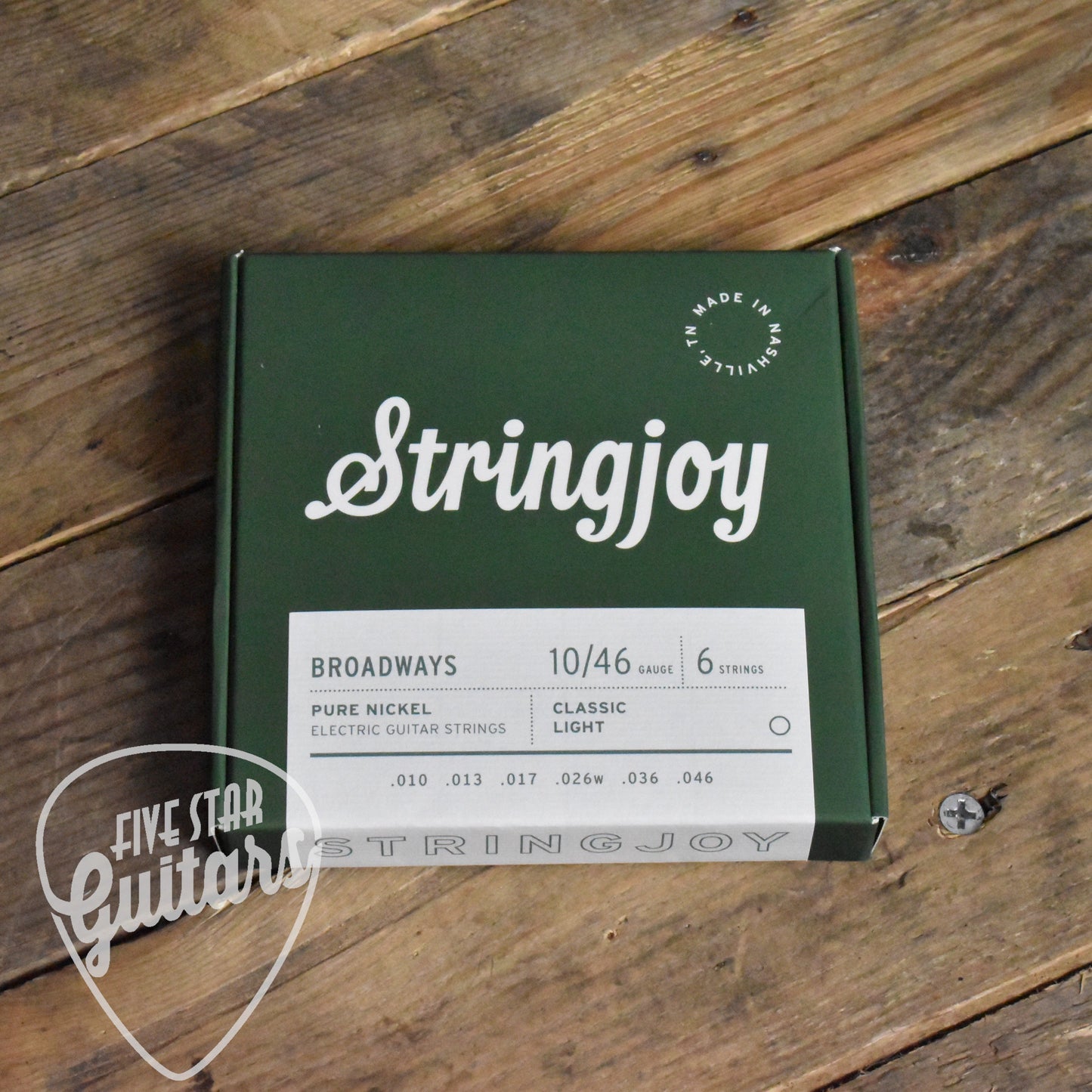 Stringjoy SJ-BR1046 Broadways Pure Nickel Electric Guitar Strings Classic Super Light Gauge 10-46