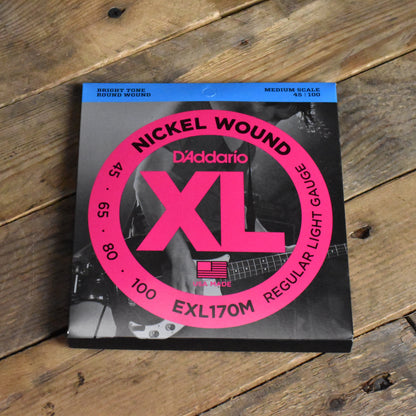 D'Addario EXL170M Nickel Wound Electric Bass Guitar Strings Medium Scale Light 45-100