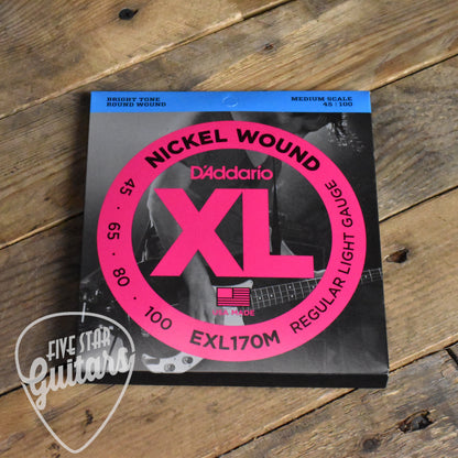 D'Addario EXL170M Nickel Wound Electric Bass Guitar Strings Medium Scale Light 45-100