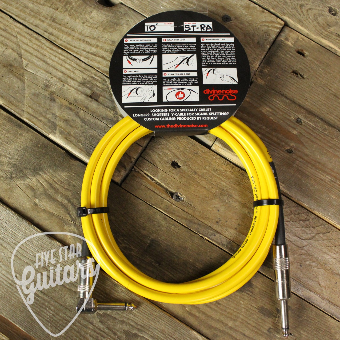 Divine Noise Straight-Right Angle 10ft Instrument Cable - Yellow