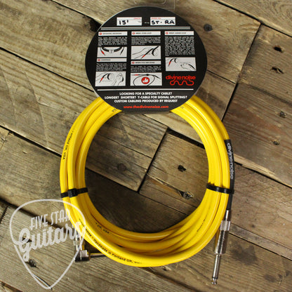 Divine Noise Straight to Right Angle 15ft Instrument Cable - Yellow