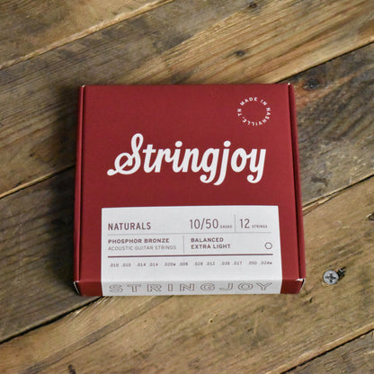 Stringjoy Naturals SJ-NB1024 Phosphor Bronze 12-String Acoustic Guitar Strings Extra Light 10/10-50/24W