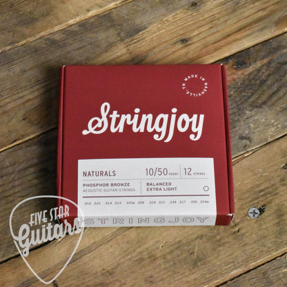 Stringjoy Naturals SJ-NB1024 Phosphor Bronze 12-String Acoustic Guitar Strings Extra Light 10/10-50/24W