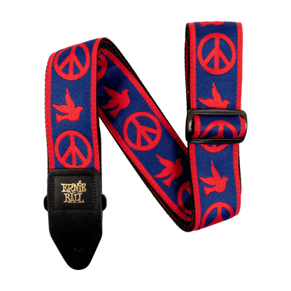 Ernie Ball P04698 Red and Blue Peace Love Dove Jacquard Strap