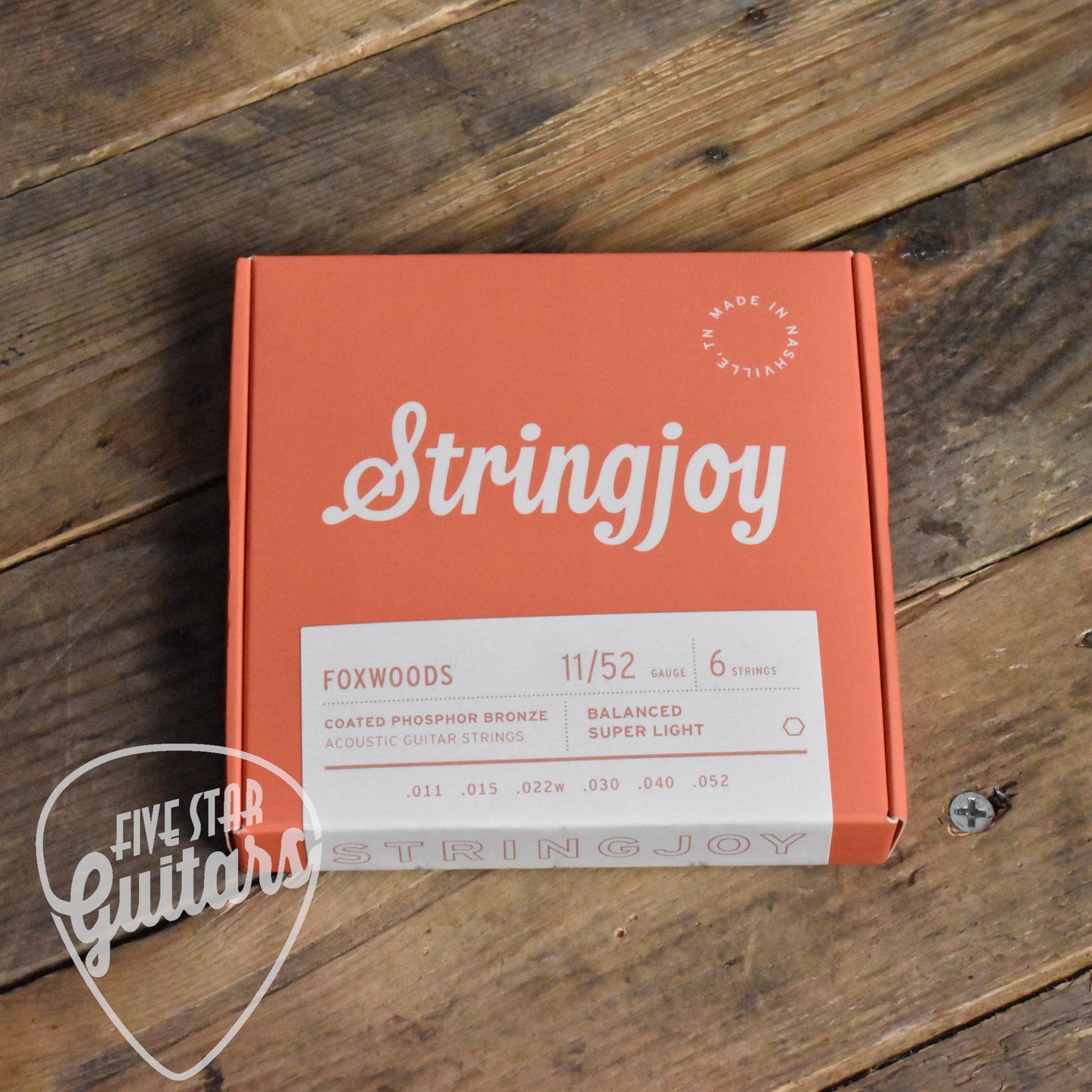 Stringjoy SJ-FW1152 Foxwoods Coated Phosphor Bronze Acoustic Guitar Strings Super Light Gauge 11-52