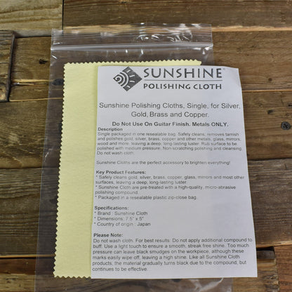 Sunshine Polishing Cloths for Silver Gold Brass and Copper Metals