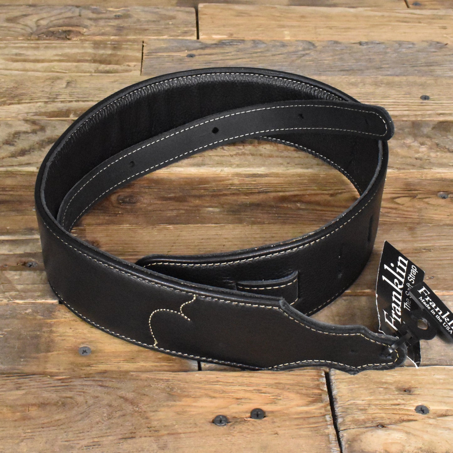 Franklin Strap 2.5" Glove Leather w/ Contrast Stitching/Black/Natural Stitch