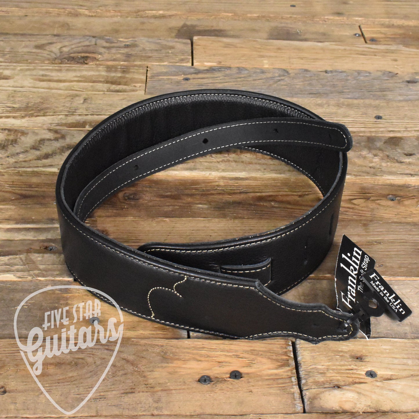 Franklin Strap 2.5" Glove Leather w/ Contrast Stitching/Black/Natural Stitch