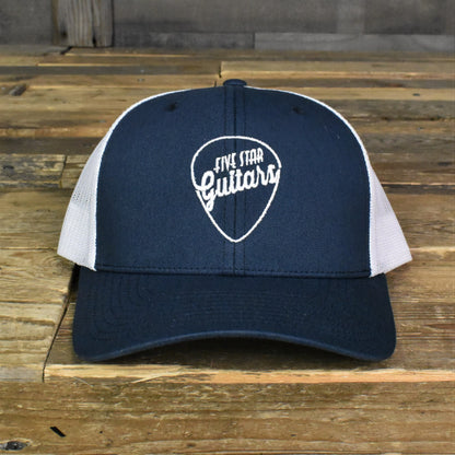 Five Star Guitars Trucker Hat Navy & White w/ White Embroidery