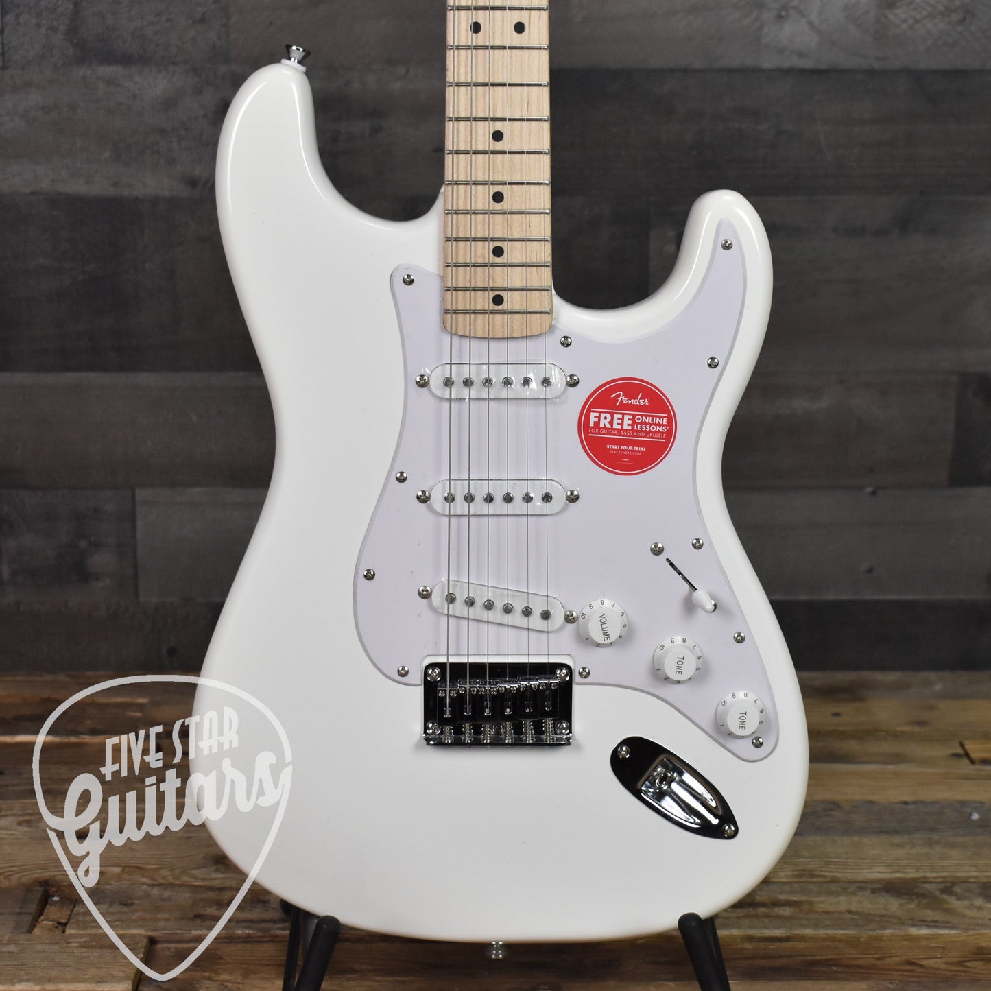 Squier Sonic Stratocaster Hard Tail Maple Fingerboard White Pickguard - Arctic White