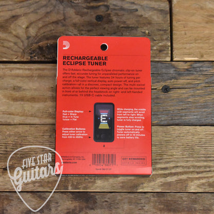 D'Addario Eclipse Rechargeable Clip On Tuner