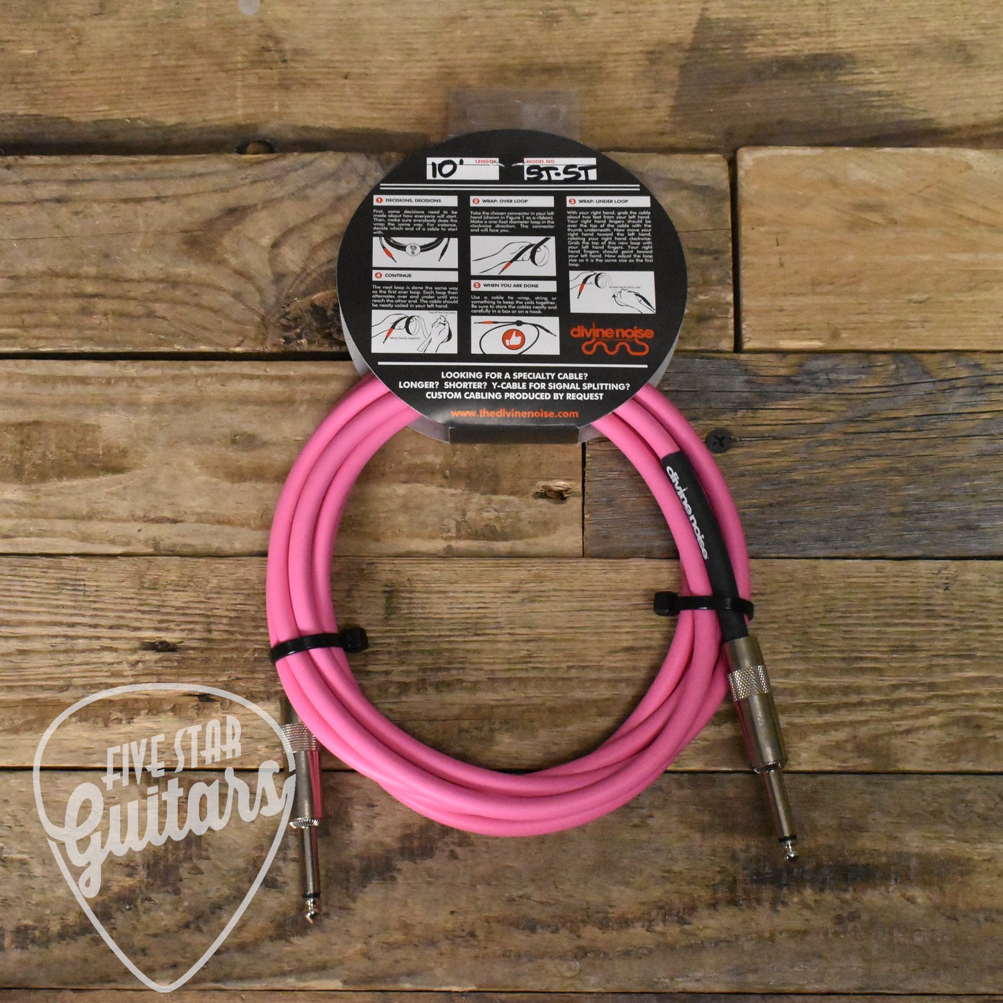 Divine Noise Straight to Straight 10ft Instrument Cable - Pink