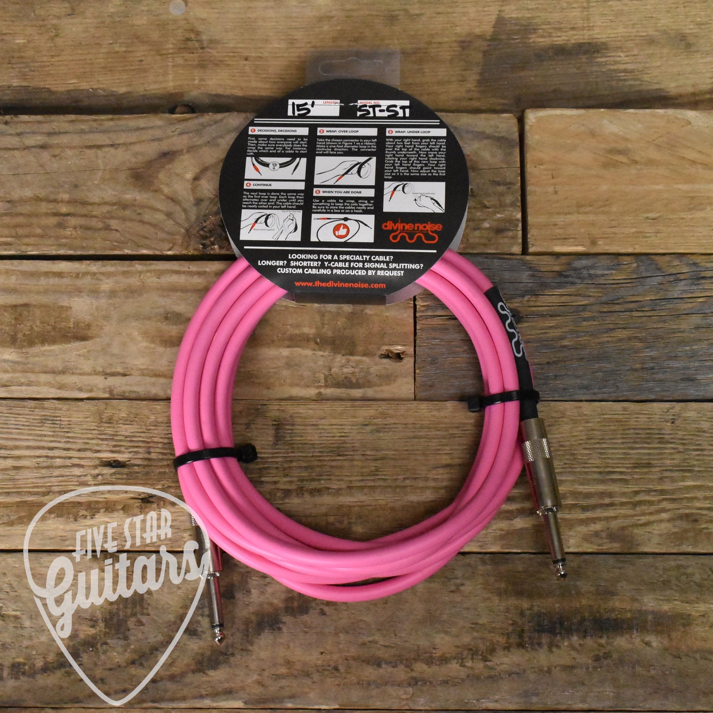 Divine Noise Straight to Straight 15ft Instrument Cable - Pink