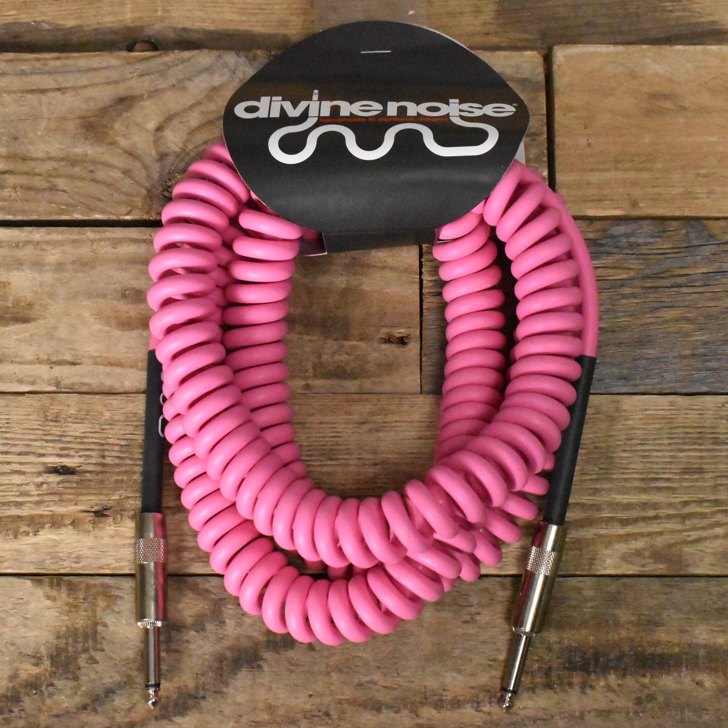 Divine Noise Straight to Straight 30ft Curly Instrument Cable - Pink