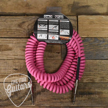 Divine Noise Straight to Straight 30ft Curly Instrument Cable - Pink