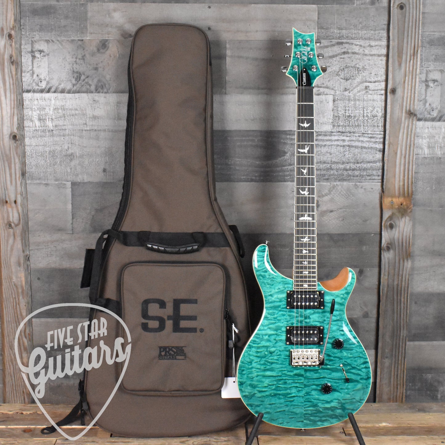 Paul Reed Smith SE Custom 24 Quilt - Turquoise with Gig Bag