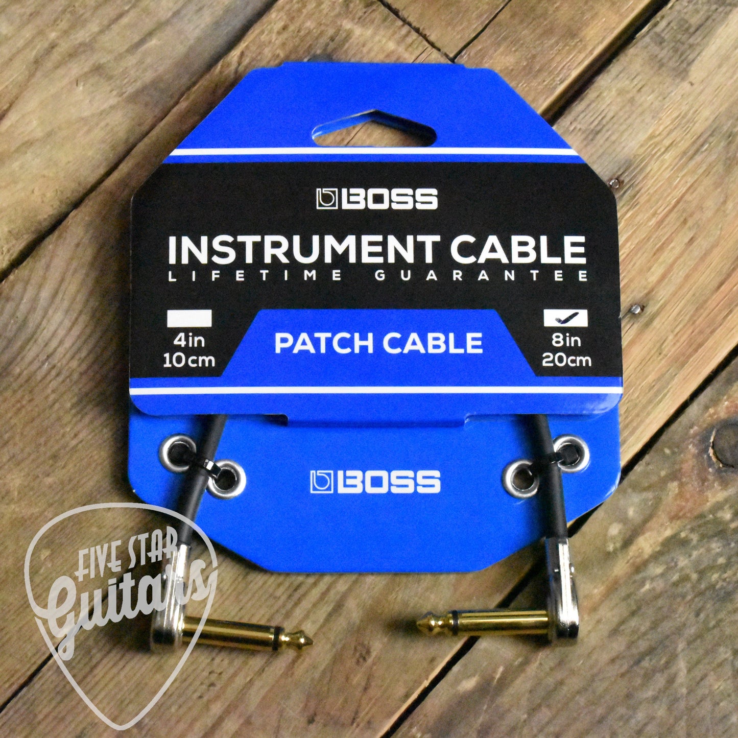 Boss BPC-8 - Space Saving Pedal Patch Cable with Slimline Pancake Plugs - 8"/20cm - 1/4" Jack