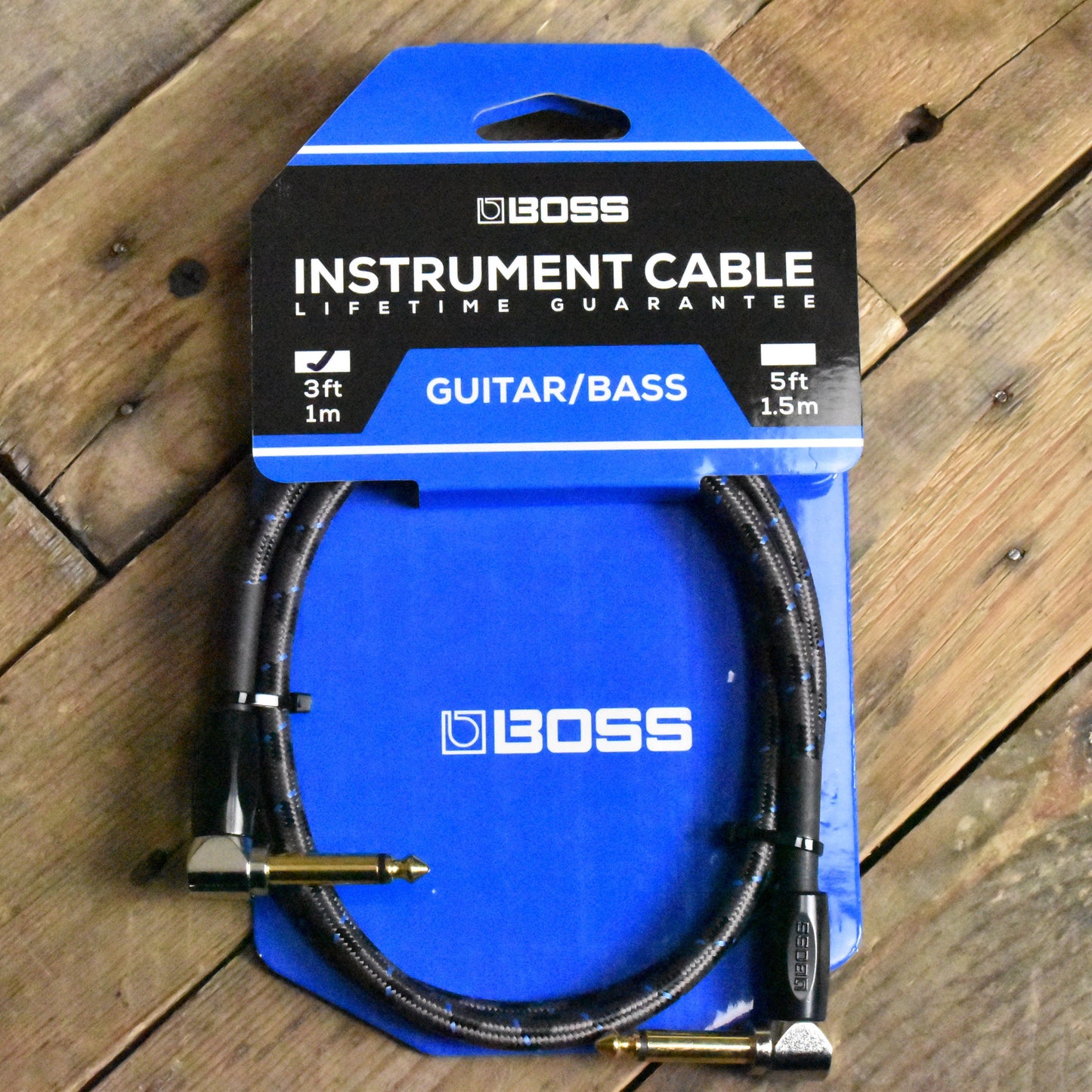 Boss BIC-3AA Instrument Cable - 3ft/1M - Right Angle/Right Angle - 1/4" Jack