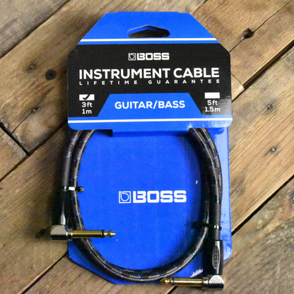 Boss BIC-3AA Instrument Cable - 3ft/1M - Right Angle/Right Angle - 1/4" Jack