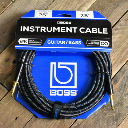 Boss BIC-25 Instrument Cable - 25ft/7.5M - Straight/Straight  - 1/4" Jack