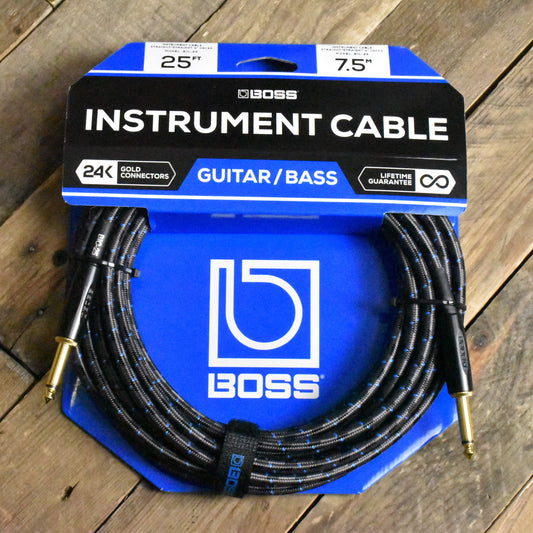 Boss BIC-25 Instrument Cable - 25ft/7.5M - Straight/Straight  - 1/4" Jack