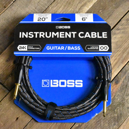 Boss BIC-20 Instrument Cable - 20ft/6M - Straight/Straight  - 1/4" Jack